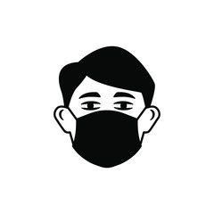 Man with mask for protect virus or pollution icon vector