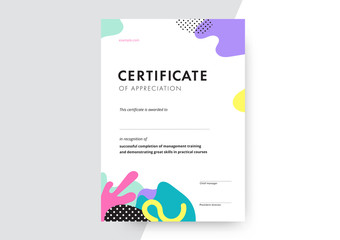 Certificate of appreciation template design. Elegant business diploma layout for training graduation or course completion. Vector background illustration.