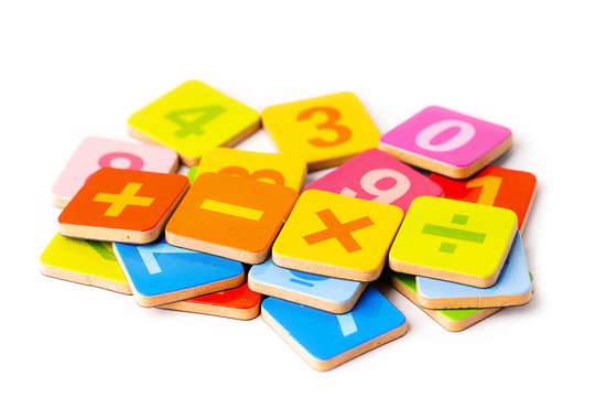 Math Number colorful on white background : Education study mathematics learning teach concept.