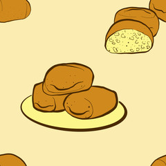 Seamless pattern of sketched Mantou bread