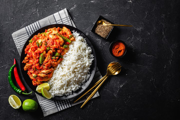 tasty turkey fajitas with veggies and tomato sauce