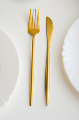 Modern trendy matte gold appliances - fork and knife