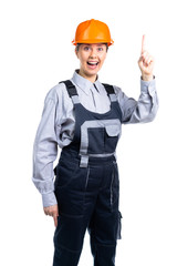 Female builder engineer came up with a great idea. Isolated