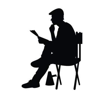 Film Director On Chair Silhouette Vector