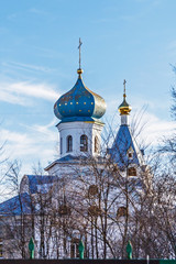 Beautiful old orthodox church belfry in Vitebsk, Belarus, Europe.