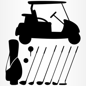 black golf cart and equipment clip art preview