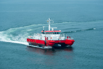 Pilot vessel on duty off the Elbe river