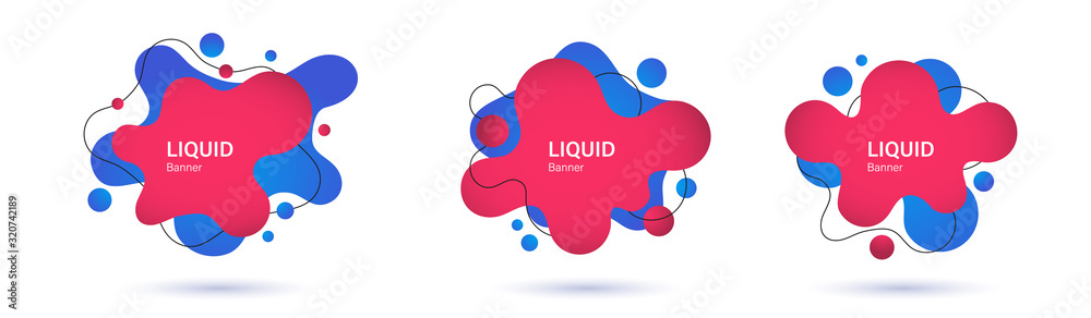 Poster set of amoeba shapes. abstract liquid elements.