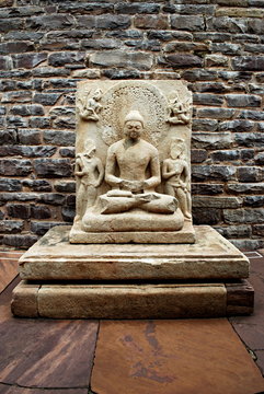 Buddha Statue inside the Stupa premises, Sanchi, Madhya Pradesh, India. 