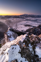 Pieniny Mountains winter view from Trzy Korony Peak, Poland © PawelUchorczak