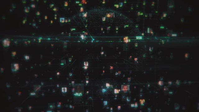 social network and big data concept with different people portraits linked by blue lines on the background of the earth planet model, 3d rendering 4K. - Powered by Adobe