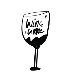 Hand lettering quote about wine. Funny illustration for your design