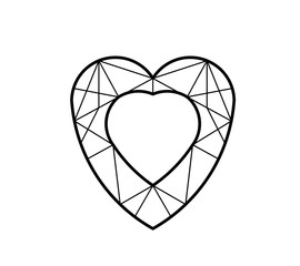 Heart Diamond shape. Jewels diamond icons. Crystal icons for Design.