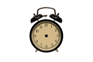 Modern classic alarm clock without arrows isolated on white