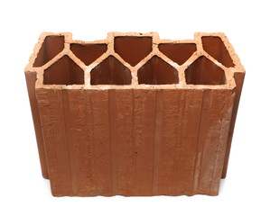 Perforated brick isolated on white background