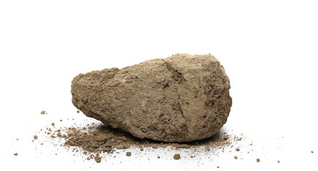 Dirt, soil chunk isolated on white background