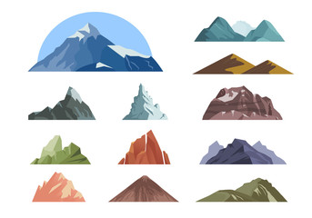 Mountain. outdoor landscape with different rocks for climbing expeditions. vector background mountains in cartoon style