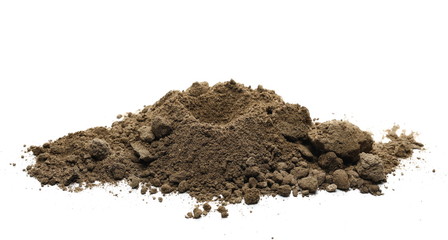 Fototapeta na wymiar Dirt, soil pile with chunks isolated on white background