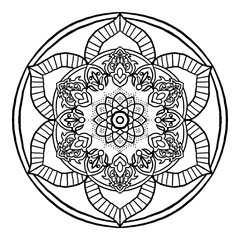 Outline Mandala decorative round ornament, hand drawn style - vector oriental ornament