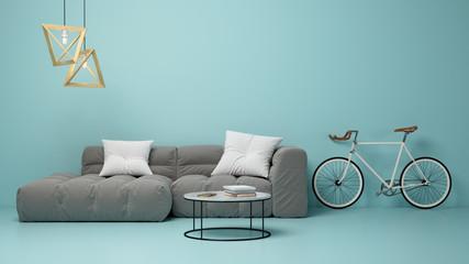 Interior of modern living room 3D rendering