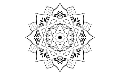 Circular pattern flower of mandala with black and white,Vector mandala floral patterns with white background