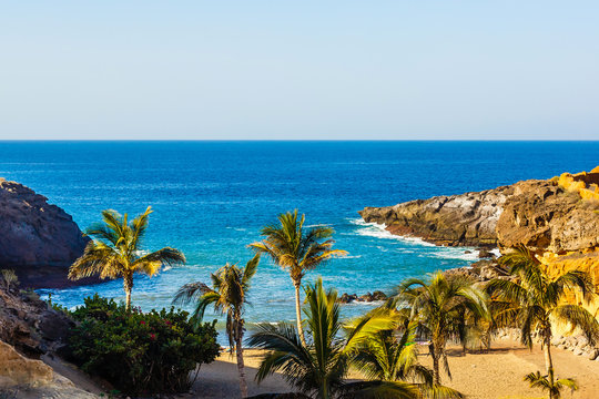 Beach Playa Paraiso costa Adeje in Tenerife at Canary Islands