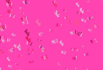 Light Pink, Red vector template with 30, 50, 90% selling.