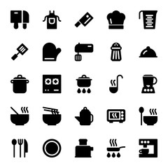Set of Cooking Icons with Solid Black Style