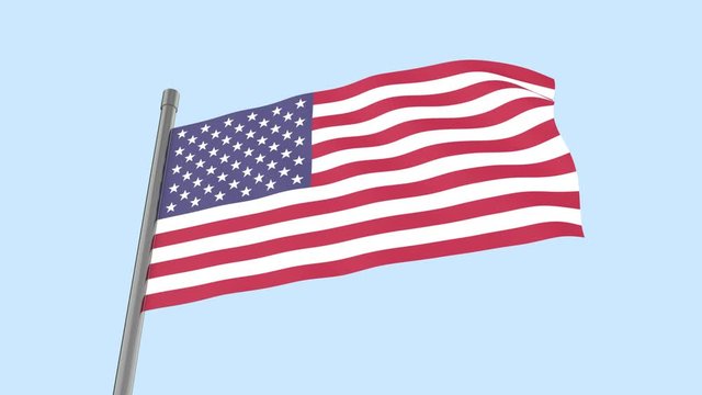 Waving American flag isolated on white background. Seamless video. 3D-rendering. Looping video. Loop. Repeating video USA flag.