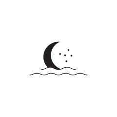 Fototapeta premium Night moon logo design template. Make from line and black color