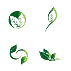Green leaf ecology nature element vector icon