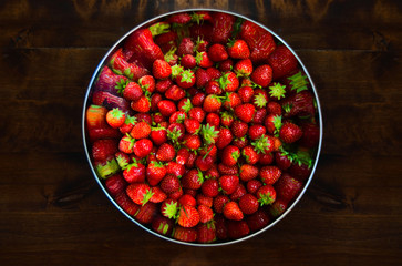 Strawberry's in a bowl background.