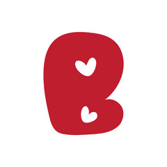 Vector Vintage Cute letter B. Calligraphy element logo Valentine Hand drawn heart sign for page decoration and design illustration. Love wedding card or invitation