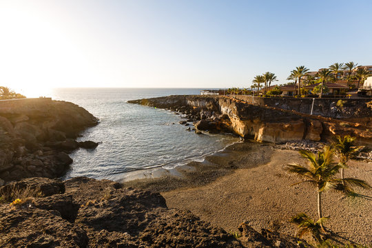 Beach Playa Paraiso costa Adeje in Tenerife at Canary Islands