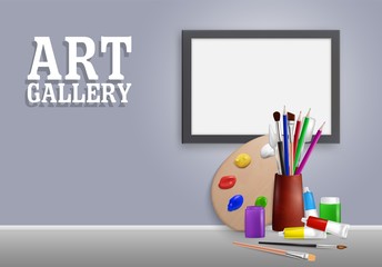 Art gallery mock up, vector realistic illustration