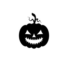 Pumpkin silhouette vector icon on white background.