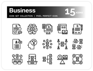 Business  Icons Set. UI Pixel Perfect Well-crafted Vector Thin Line Icons. The illustrations are a vector.