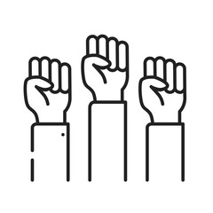 Human fists LGBT protest black color line icon. Lesbian, Gay, Bisexual, Transgender. Rainbow power concept. Pride, rights and tolerance. Sign for web page, mobile app, social media, logo.