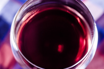Glass of red wine macro close up