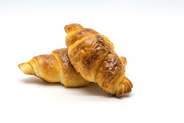 Close up fresh of  croissant isolate on white background.