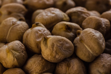 Raw chickpeas macro close up