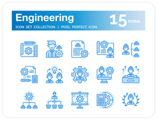 Engineering Icons Set. UI Pixel Perfect Well-crafted Vector Thin Line Icons. The illustrations are a vector.