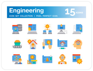 Engineering Icons Set. UI Pixel Perfect Well-crafted Vector Thin Line Icons. The illustrations are a vector.