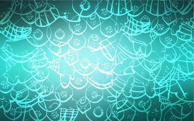 Obraz premium Light Green vector template with sweet snacks. Decorative shining illustration with sweets on abstract template. Template of children's food in cafe.