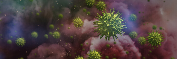 coronavirus outbreak, health threatening viruses, microbiology closeup scene 
