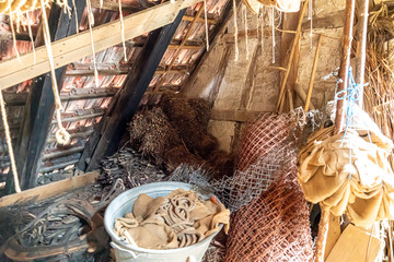 Interrior rooms of an old building in 1900