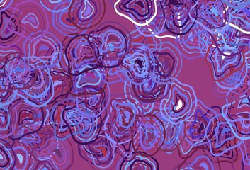 Light Blue, Red vector pattern with curved lines.