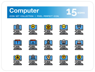 Computer Icons Set. UI Pixel Perfect Well-crafted Vector Thin Line Icons. The illustrations are a vector.