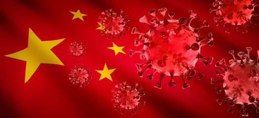 Corona Virus  2019nCoV mit chinesischer Flagge - Wuhan Virus