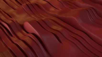 3d render abstract background with wavy red lines and warm light.